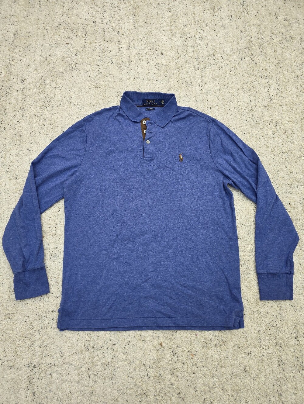 Ralph Lauren Size M Long-Sleeve Heather Blue Polo Shirt